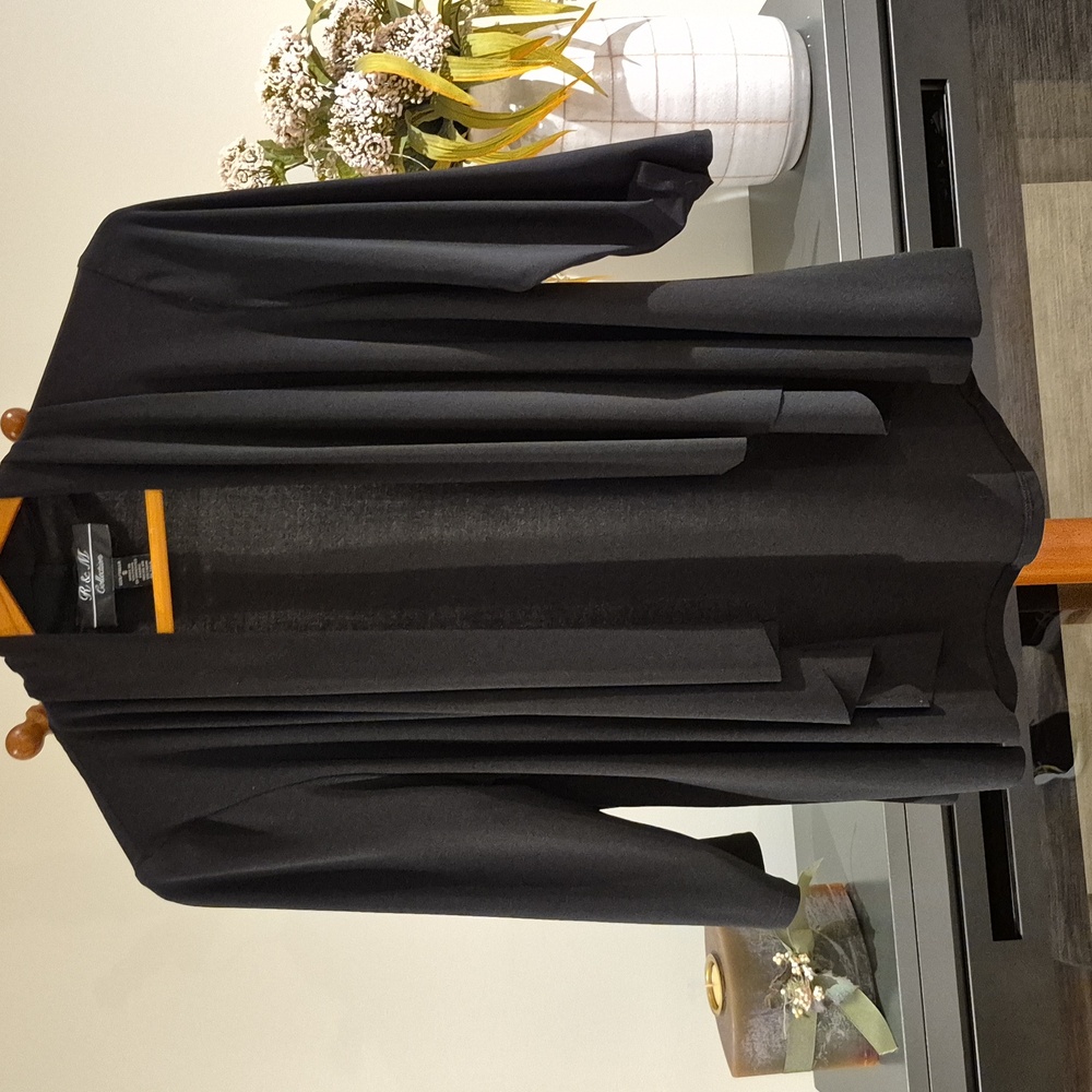 R&M Collection black waterfall open front, 3/4 sleeve, Bolero, Jacket, sm